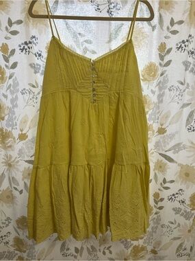 Lucky Brand Yellow Smocked Bodice Dress